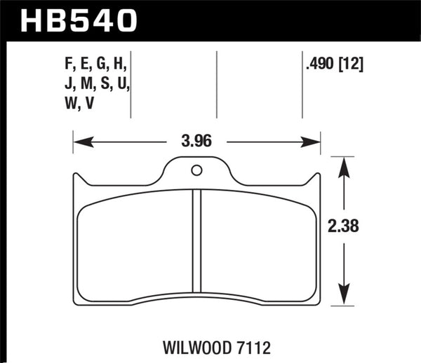 Hawk HB540U.490 Wilwood 7112 Caliper DTC-70 Brake Pads