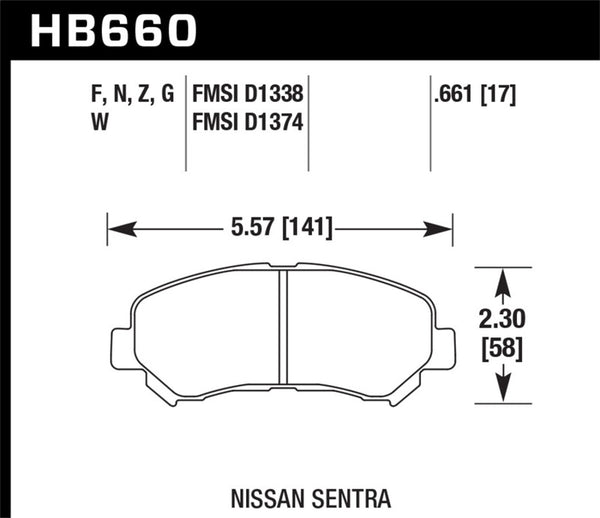 Hawk 09-10 Nissan Maxima / 08-10 Rogue / 07-09 Sentra SE-R / 10 Sentra SE-R M/T HP+ Autocross avant