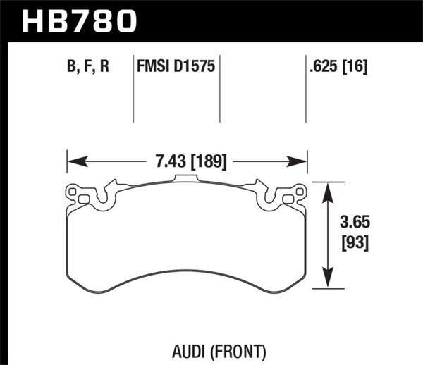 Hawk HB780B.625 2016 Audi A8 Front High Performance Brake Pads
