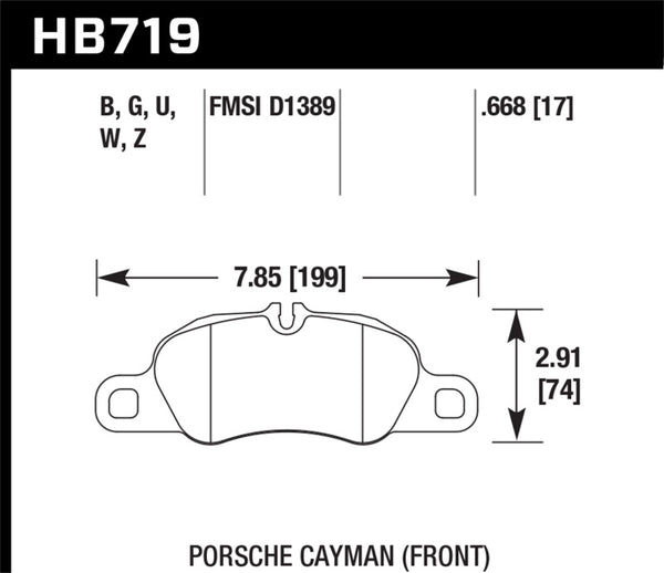 Hawk HB719U.668 2014 Porsche Cayman DTC-70 Front Race Brake Pads