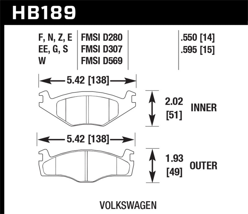 Hawk HB189E.595 Blue 9012 Brake Pads Volkswagen