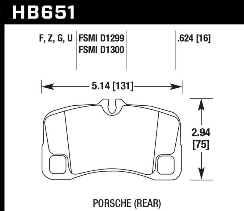 Hawk HB651G.624 07-08 Porsche 911 Turbo/911 GT3/911 GT3 CUP Rear DTC-60 Race Brake Pads