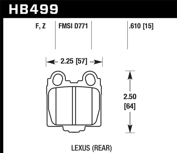 Hawk HB499F.610 00-05 Lexus IS300 HPS Street Rear Brake Pads