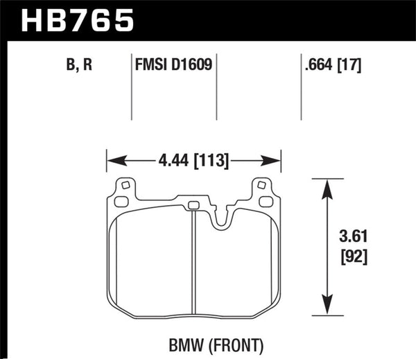 Hawk HB765D.664 2014 BMW 228i 2.0L Base M Sport Blue Painted Caliper Front ER-1 Brake Pads