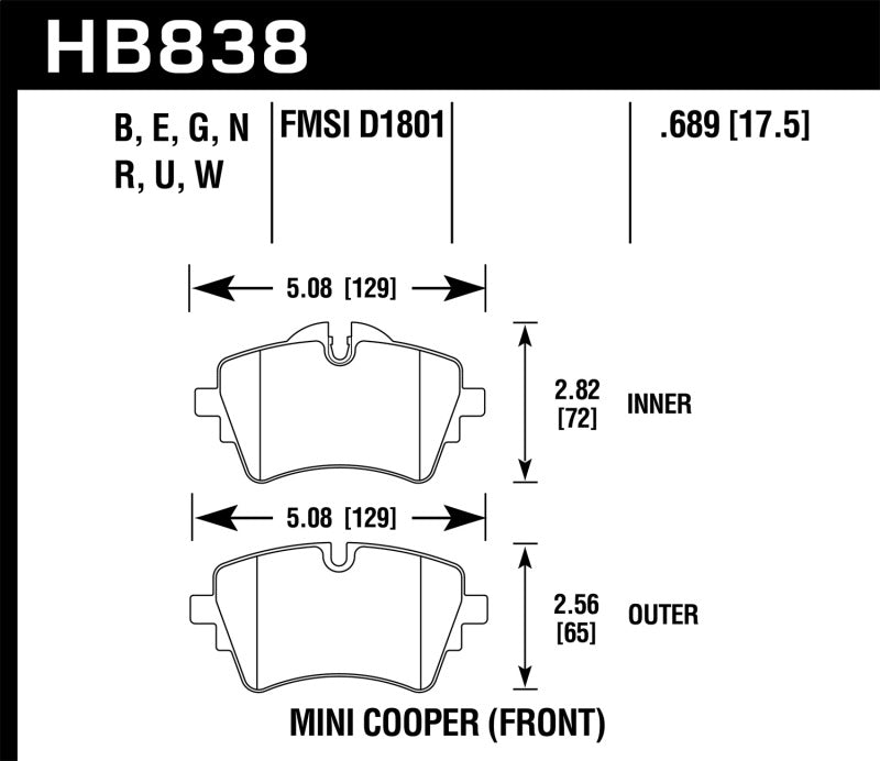 Hawk 14-17 Mini Cooper S HPS 5.0 Plaquettes de frein avant