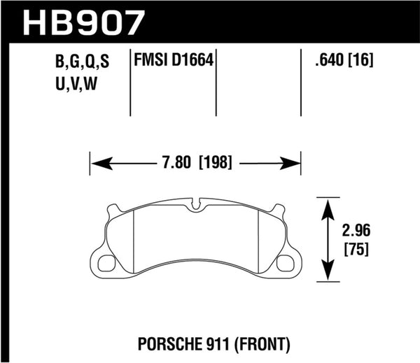Hawk HB907V.640 12-16 Porsche 911 Carrera S DTC-50 Front Brake Pads