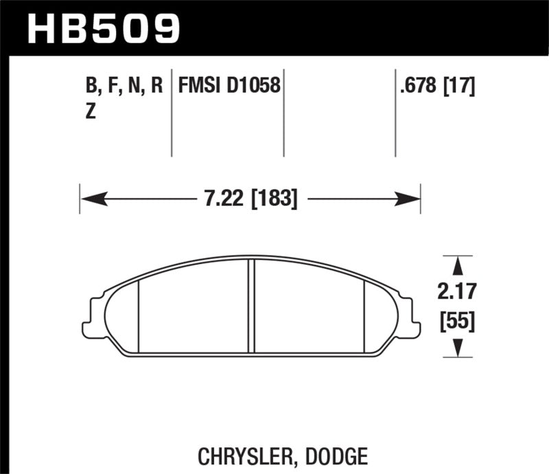 Hawk HB509B.678 2013-2014 Chrysler 200 (w/XR1 Brakes) HPS 5.0 Front Brake Pads