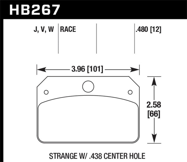 Hawk HB267V.480 DTC-50 Brake Pads for Strange Caliper w/ 0.438in Center Hole
