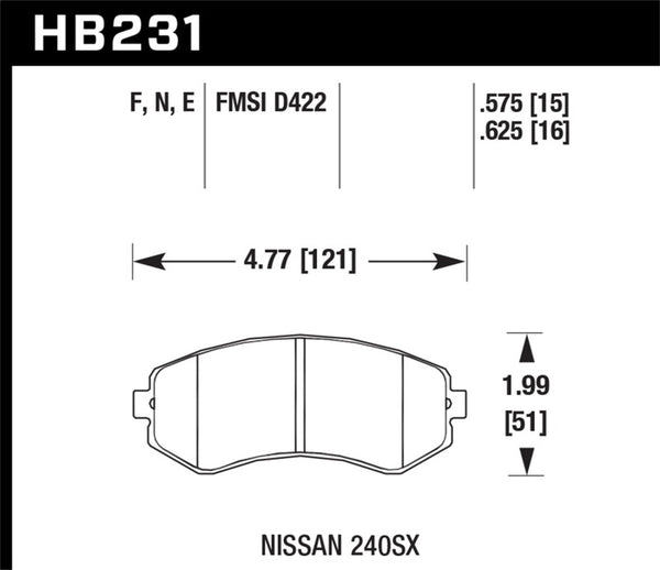 Hawk 89-93 240SX LE & SE (non ABS) & Base / 94-96 240SX SE & Base HP+ Street Plaquettes de frein avant