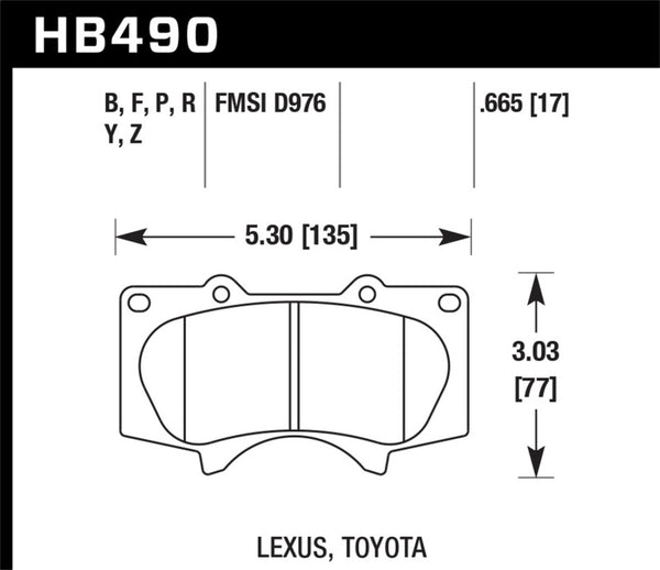 Hawk HB490N.665 03-16 Toyota 4Runner HP Plus Front Brake Pads