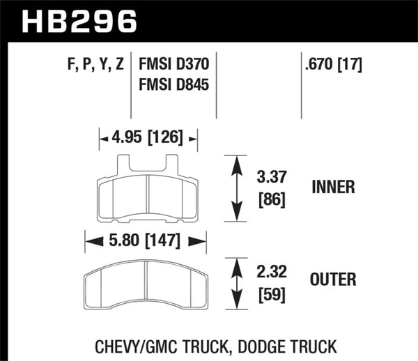 Hawk HB296P.670 Super Duty Street Brake Pads