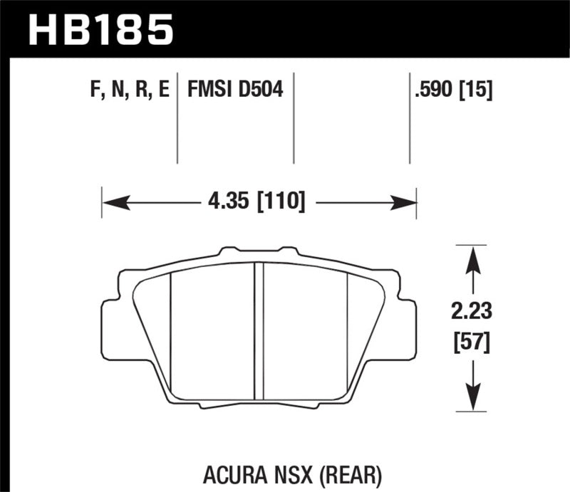 Hawk HB185B.590 HPS 5.0 Street Brake Pads - Rear