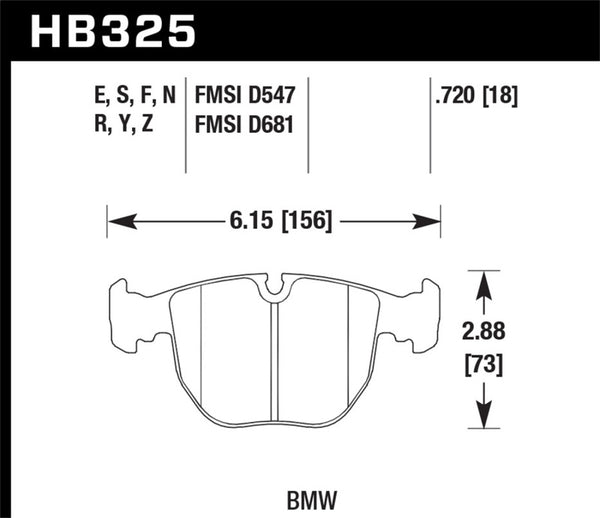 Hawk 04-06 BMW X5 3.0i/4.4i HPS 5.0 Street Plaquettes de frein avant