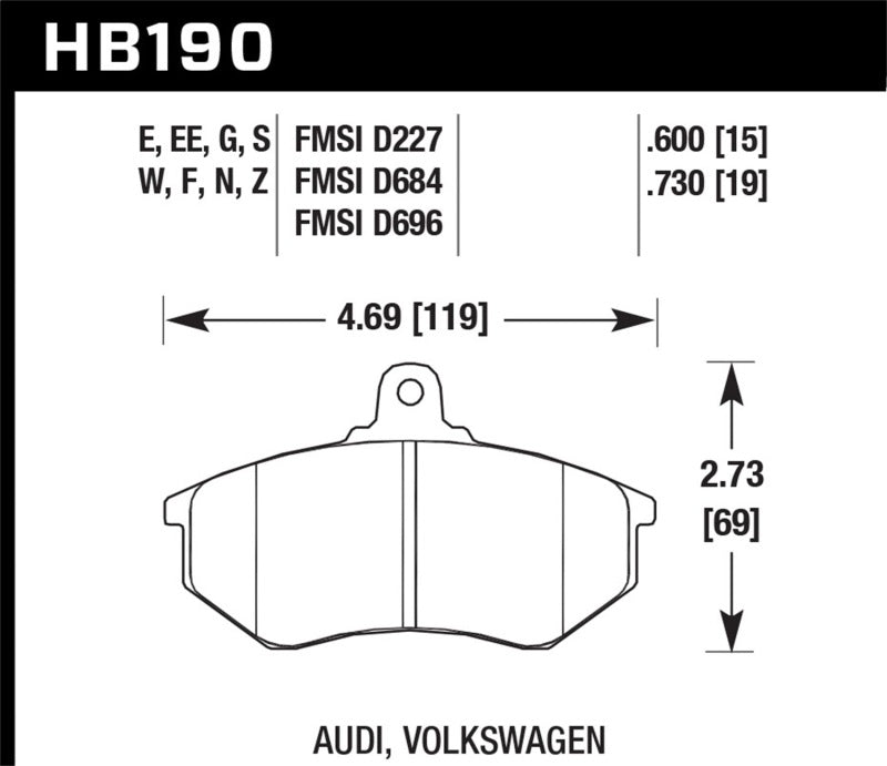 Hawk Audii 5000 S Turbo/4000CS Quattro/Coupé GT / Volkswagen Golf/Jetta/Passat Race Soutien-gorge avant