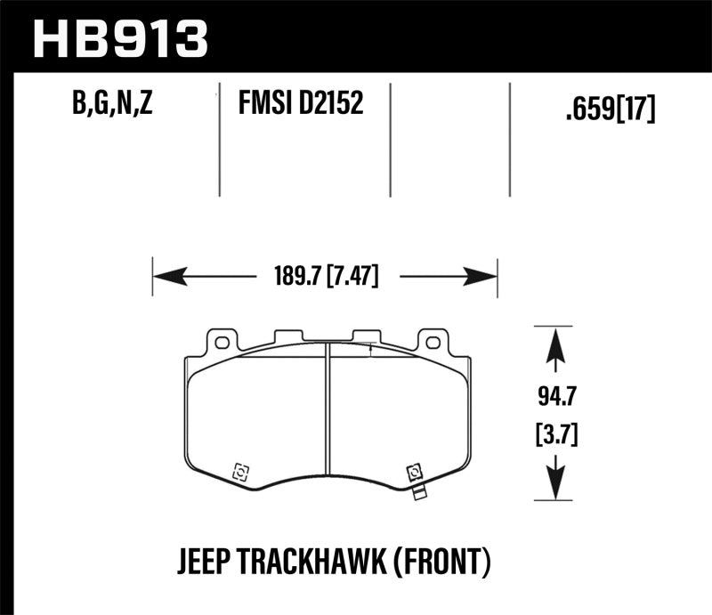 Hawk 18-19 Jeep Grand Cherokee Trackhawk HP+ Plaquettes de frein avant