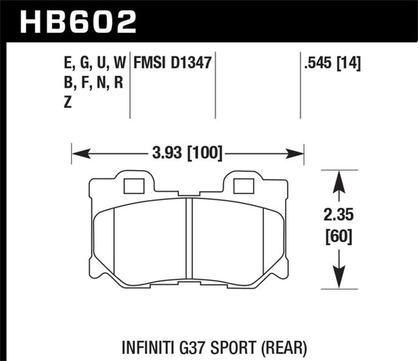 Hawk HB602D.545 14-19 Infiniti Q50 Rear ER-1 Brake Pads