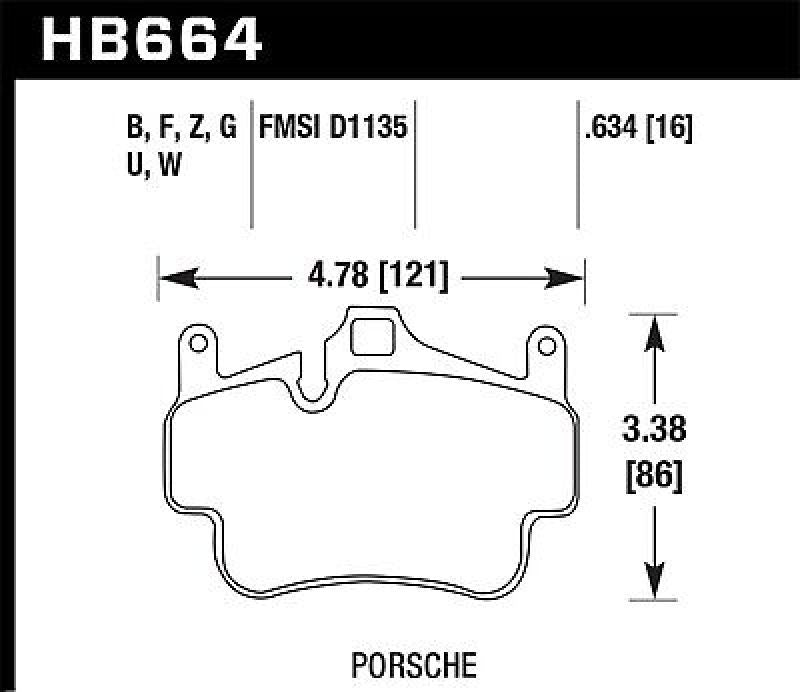 Hawk HB664D.634 Porsche 911 ER-1 Endurance Racing Brake Pads (Works with Iron/Metal Rotors)