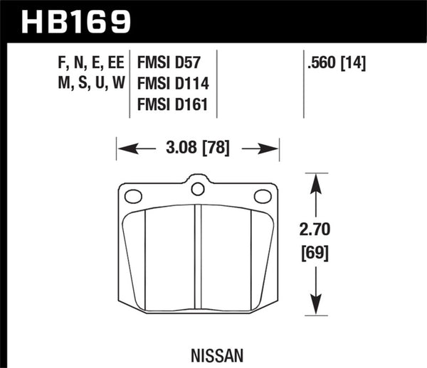 Hawk HB169M.560 75-78 Nissan 280Z Black Race Front Brake Pads