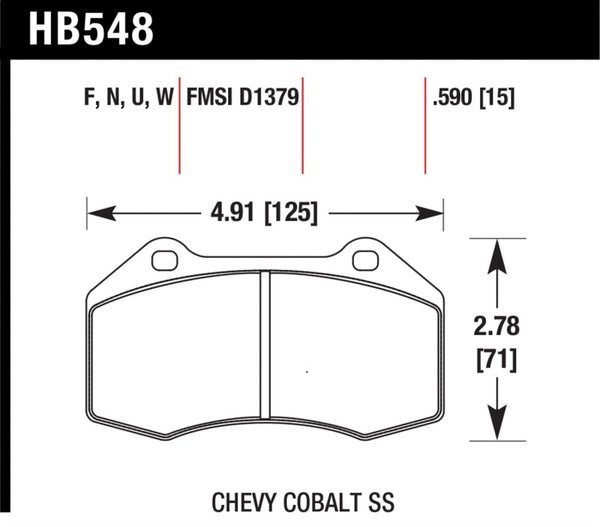 Hawk HB548B.510 08-10 Chevrolet Cobalt / HHR HPS 5.0 Front Brake Pads