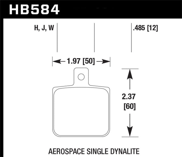 Hawk HB584F.485 Aerospace Single Dynalite 12mm Thickness HPS Street Brake Pads