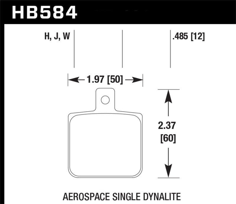 Hawk HB584W.485 Aerospace Single Dynalite 12mm Thickness DTC-30 Race Brake Pads