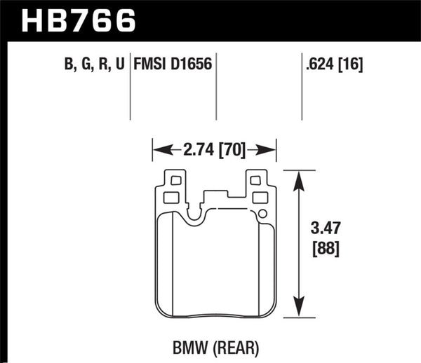 Hawk HB766D.624 2014 BMW 228i 2.0L Base Blue Painted Caliper Rear ER-1 Brake Pads