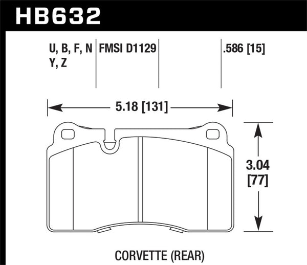 Hawk HB632D.586 14-15 Chevrolet Camaro 7.0L Z28 (Incl.Pad Wear Sensor) Rear ER-1 Brake Pads