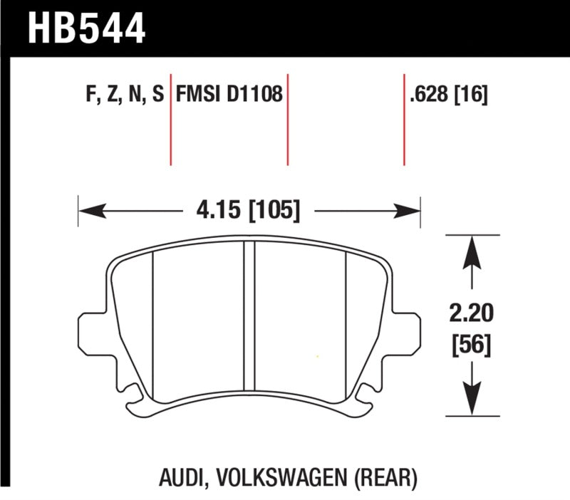 Hawk 2006-2009 Audi A3 TFSIi Quattro 2.0 HPS 5.0 Plaquettes de frein arrière