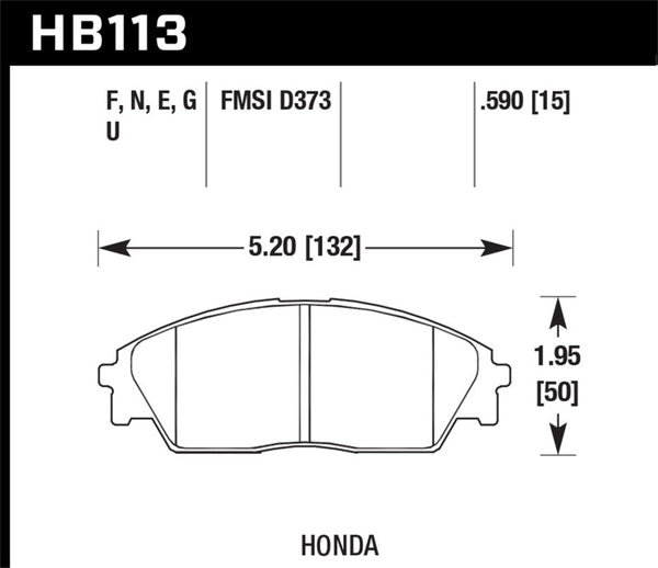Hawk HB113G.590 88-91 Honda Civic 4WD / 90-91 CRX Si DTC 60 Front Brake Pads