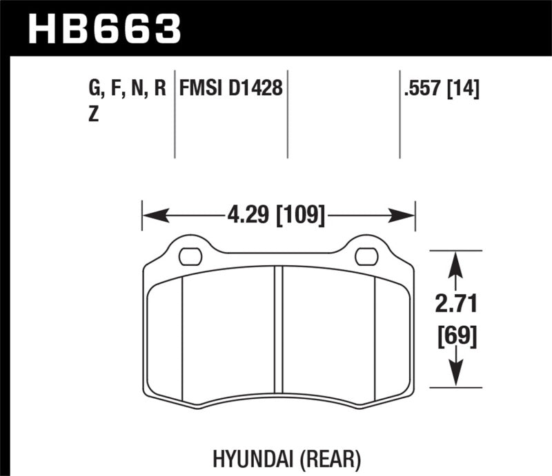 Hawk HB663B.557 12-15 Tesla Model S HPS 5.0 Rear Brake Pads