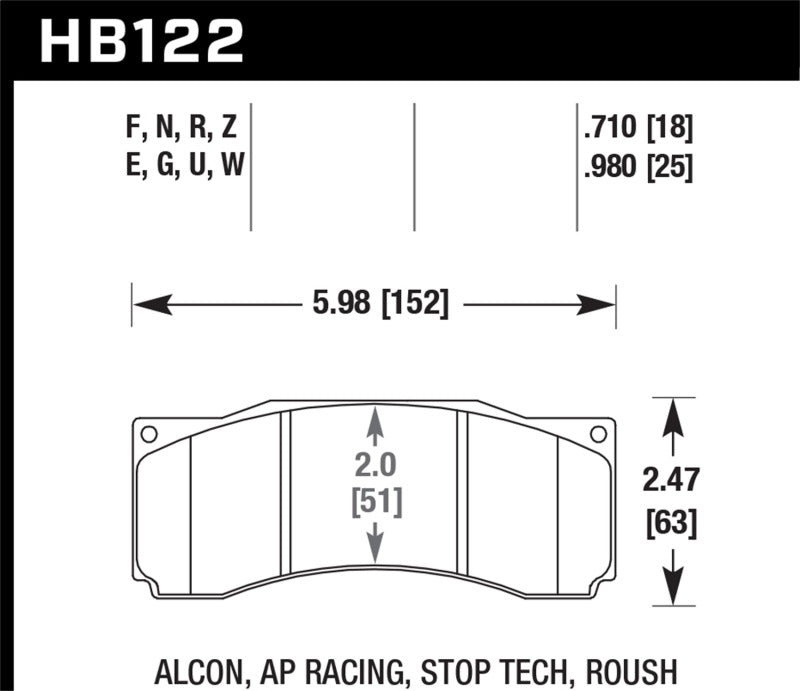 Hawk HB122Q.710 DTC-80 AP Racing Alcon Race Brake Pads