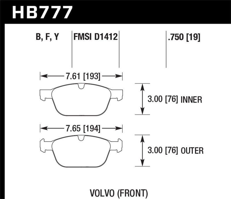 Hawk 10-15 Volvo XC60 / 03-14 Volvo XC90 (avec disques 328 mm) HPS 5.0 Street Plaquettes de frein avant