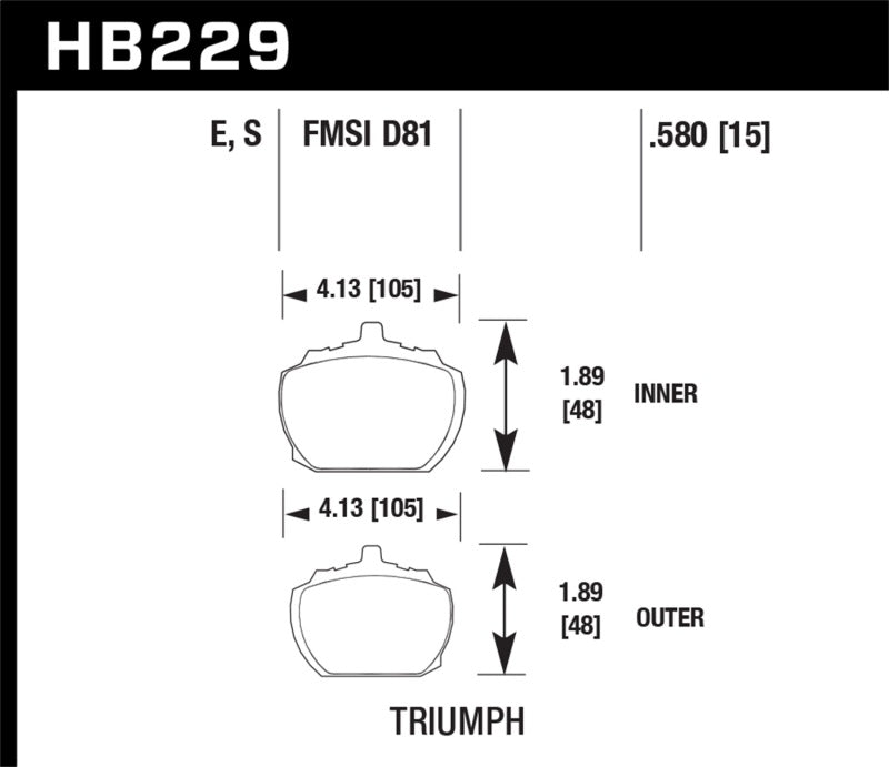 Hawk HB229E.58070-73 Triumph Stag Blue 9012 Race Front Brake Pads