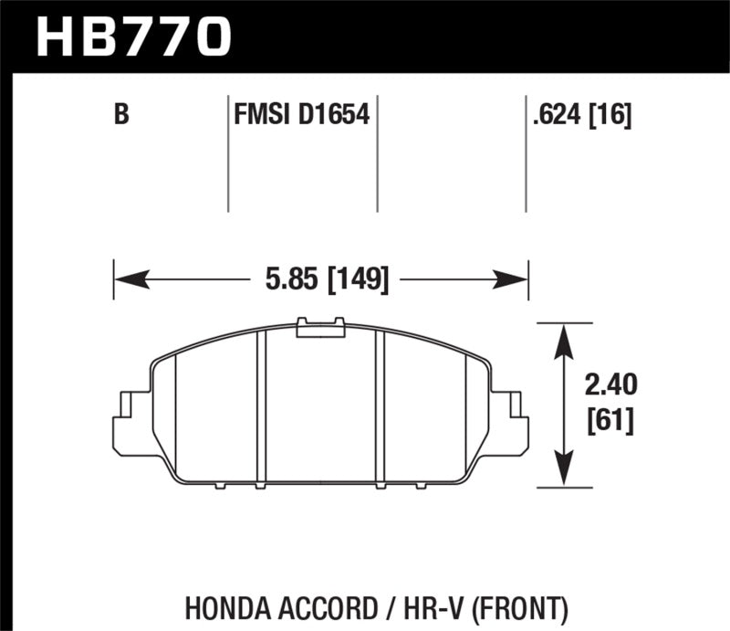 Hawk 13-17 Honda Accord HPS 5.0 Plaquettes de frein avant