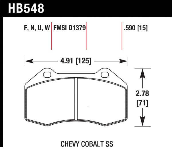 Hawk 07-10 Chevy Cobalt avec étriers avant Brembo DTC-30 Patins de course avant