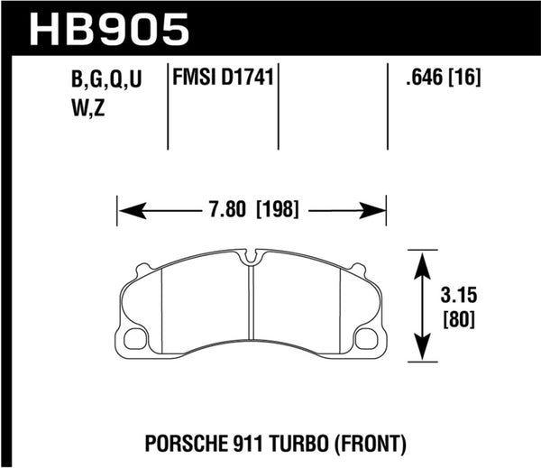 Hawk HB905B.646 18 Porsche 911 HPS 5.0 Front Brake Pads