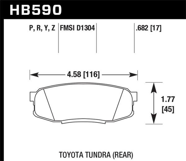 Hawk HB590P.682 08-10 Toyota Land Cruiser / 07-10 Tundra Super Duty Street Rear Brake Pads