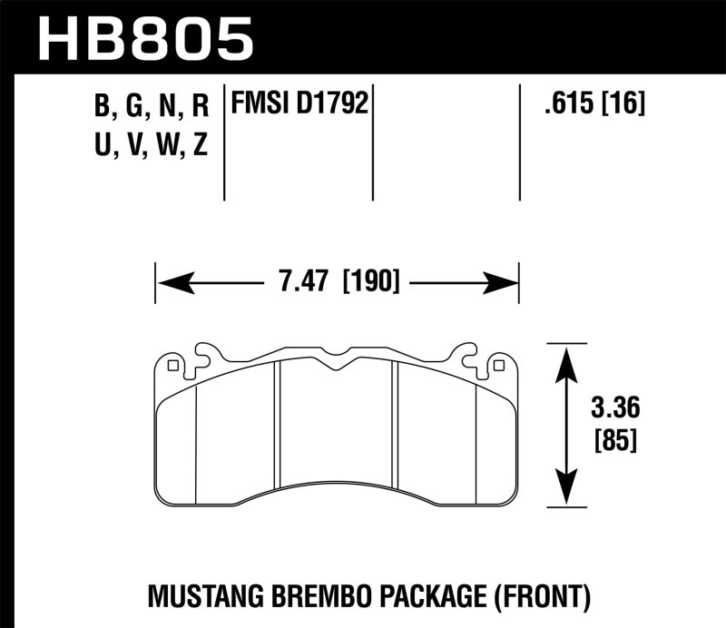Hawk HB805D.615 2020 Ford Mustang 5.0L Bullitt Front ER-1 Brake Pads