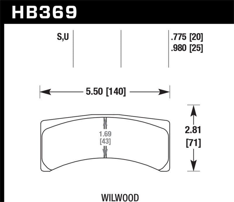 Hawk HB369U.980 Wilwood Integra LP 9725 Racing DTC-70 Brake Pads
