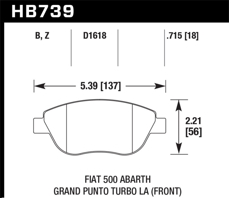 Hawk Plaquettes de frein avant HPS 5.0 Street pour Fiat 500 Abarth 2013