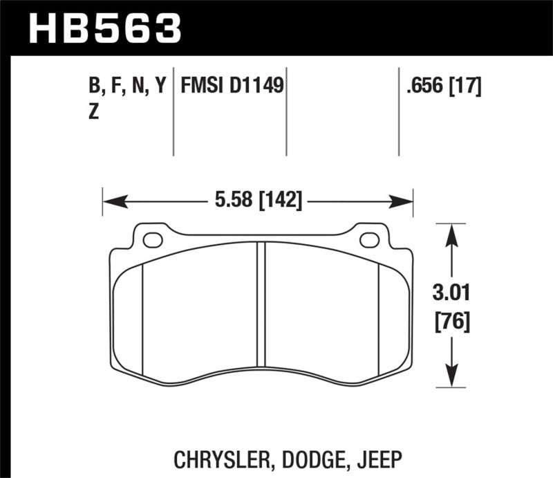 Hawk 2005-2014 Chrysler 300 C SRT8 6.1 HPS 5.0 Plaquettes de frein avant