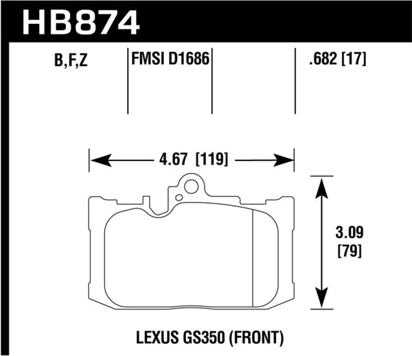 Hawk 13-19 Lexus GS350 / 15-19 Lexus RC350 HPS 5.0 Plaquettes de frein avant
