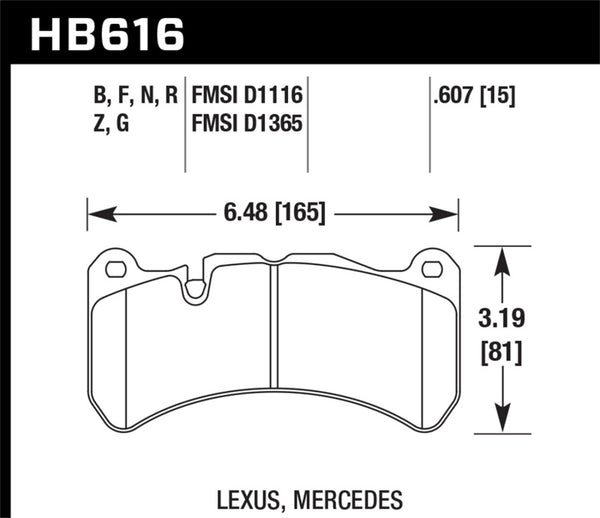 Hawk HB616F.607 08-09 Lexus IS-F HPS Street Front Brake Pads