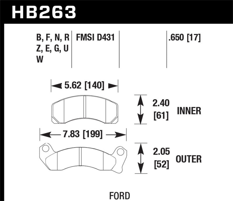 Hawk 87-93 Ford Mustang GT/LX DTC-60 Plaquettes de frein avant course