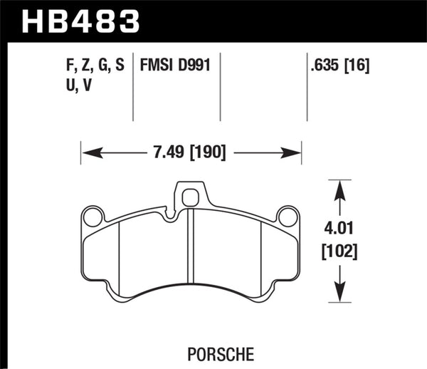 Hawk HB483U.635 08 Porsche 911 Targa 4/4S/03-05 911 GT2/04-08 GT3/07-08 Turbo DTC-70 Race Front Brake Pads