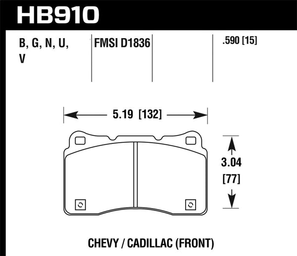 Hawk HB910B.590 15-16 Cadillac XTS / Chevrolet Corvette HPS 5.0 Front Brake Pads
