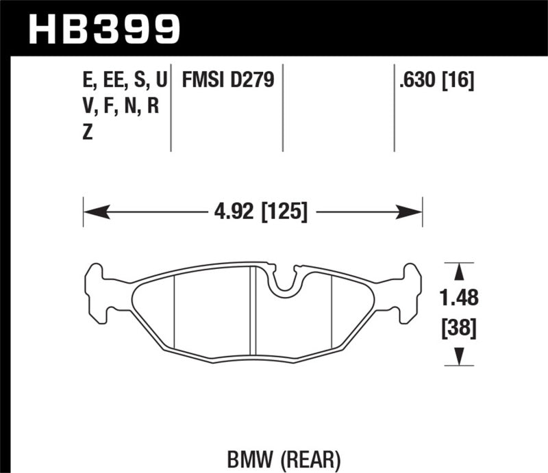 Hawk HB399S.630 84-4/91 BMW 325 (E30) HT-10 Rear Race Pads