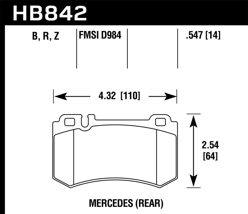 Hawk 05-10 Mercedes SLK Classe HPS 5.0 Plaquettes de frein arrière