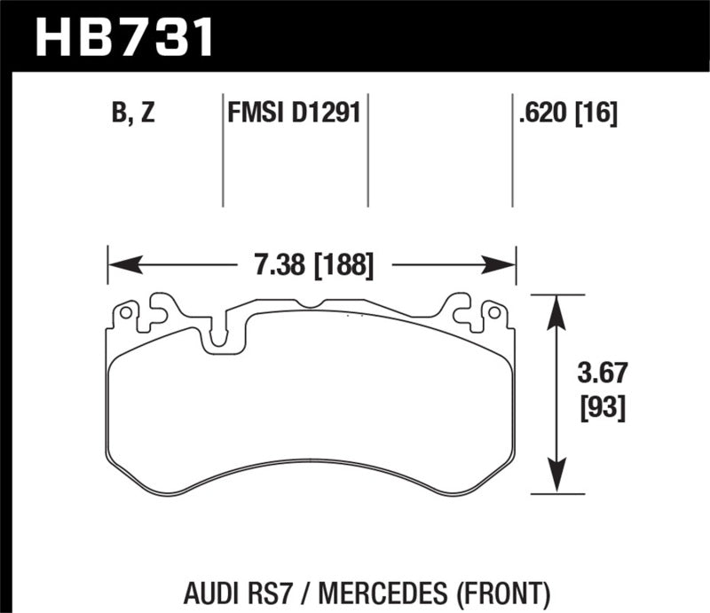 Hawk 15-17 Audi RS7 / 14-15 Mercedes G63 AMG / SL63 AMG HPS 5.0 Street Plaquettes de frein avant