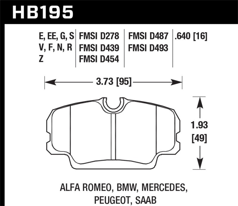 Hawk HB195U.640 87-91 BMW 325i DTC-70 Front Race Brake Pads